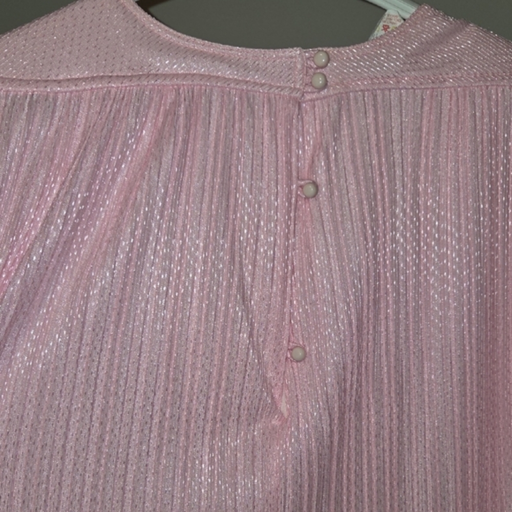 Vintage Encore Blush Pink Pleated Short-Sleeve Layered Maxi Dress Size 16 - Picture 4 of 7